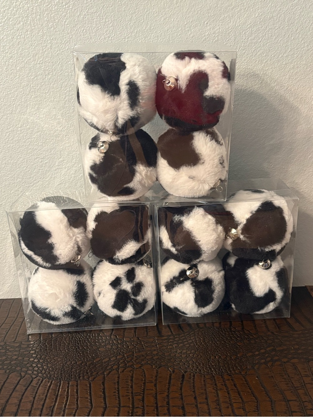 Bundle of 3 Boxes Cow Print Ball Ornament (12 total)
